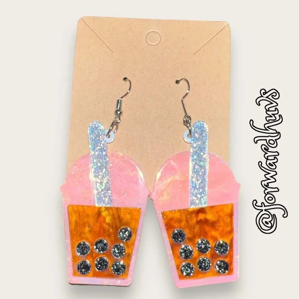 Bulky Plastic Ice Cream Shake Hand Crafted Earrings